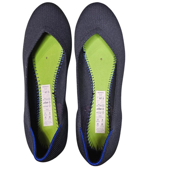 Rothy's The Flat Navy Blue Rounded Toe Knit Ballet Flats Comfortable Womens - Picture 4 of 11